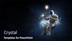  Presentation with spaceman - Slide set having spaceman and the planet earth abstract theme background and a wine colored foreground