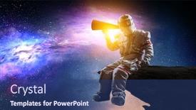  Presentation with spaceman - Presentation featuring spaceman-and-the-planet-earth background and a ocean colored foreground