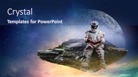  Presentation with spaceman - Beautiful PPT theme featuring spaceman-and-the-planet-earth backdrop and a navy blue colored foreground