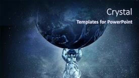  Presentation with spaceman - Slides with spaceman carry big planet mixed media background and a navy blue colored foreground