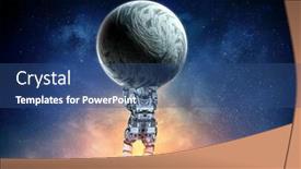  Presentation with spaceman - Slide set featuring spaceman carry big planet mixed media background and a ocean colored foreground