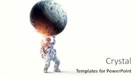  Presentation with spaceman - Amazing PPT theme having spaceman-carry-big-planet-mixed backdrop and a cream colored foreground