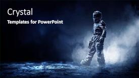  Presentation with spacewalk - Audience pleasing theme consisting of spaceman in space a spacewalk backdrop and a black colored foreground