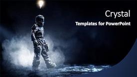  Presentation with spacewalk - Presentation design featuring spaceman in space a spacewalk background and a black colored foreground