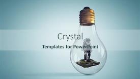  Presentation with light bulb - Presentation theme consisting of spaceman-inside-light-bulb-mixed background and a sky blue colored foreground