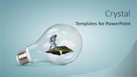  Presentation with light bulb - Slide deck enhanced with spaceman-inside-light-bulb-mixed background and a light blue colored foreground