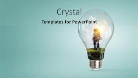  Presentation with light bulb graduation cap - Slide deck consisting of spaceman-inside-light-bulb-mixed background and a light blue colored foreground