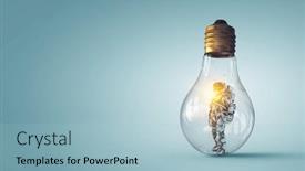  Presentation with spaceman - PPT theme having spaceman-inside-light-bulb-mixed background and a light blue colored foreground