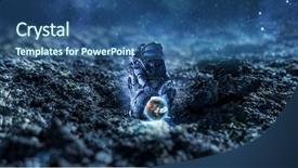  Presentation with spaceman - Amazing PPT layouts having spaceman landing planet mixed media backdrop and a ocean colored foreground