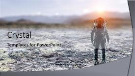  Presentation with spaceman - Audience pleasing presentation consisting of spaceman landing planet mixed media backdrop and a light gray colored foreground