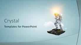  Presentation with light bulb - PPT layouts having spaceman-on-a-light-bulb background and a sky blue colored foreground