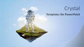  Presentation with light bulb - PPT theme having spaceman-on-a-light-bulb background and a light blue colored foreground