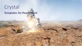  Presentation with spaceman - Slide deck consisting of spaceman-on-bulb-mixed-media background and a sky blue colored foreground