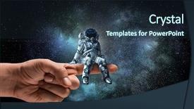  Presentation with spaceman - Colorful slides enhanced with spaceman on finger mixed media backdrop and a tawny brown colored foreground