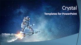  Presentation with spaceman - Amazing slide set having spaceman on flying board mixed backdrop and a navy blue colored foreground