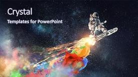  Presentation with spaceman - Audience pleasing slide deck consisting of spaceman on flying board mixed backdrop and a wine colored foreground