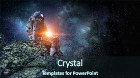  Presentation with spaceman - Slides having spaceman on rock edge mixed background and a wine colored foreground