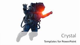  Presentation with spaceman - Cool new presentation theme with spaceman on white mixed media backdrop and a white colored foreground