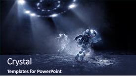  Presentation with spaceman - Slide deck having spaceman running fast mixed media background and a ocean colored foreground