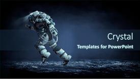  Presentation with spaceman - PPT theme featuring spaceman-running-fast-mixed-media background and a ocean colored foreground