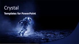  Presentation with spaceman - PPT theme featuring spaceman-running-fast-mixed-media background and a navy blue colored foreground