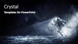  Presentation with spaceman - Colorful PPT theme enhanced with spaceman-running-fast-mixed-media backdrop and a black colored foreground