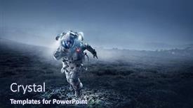  Presentation with spaceman - Beautiful presentation theme featuring spaceman-running-fast-mixed-media backdrop and a navy blue colored foreground