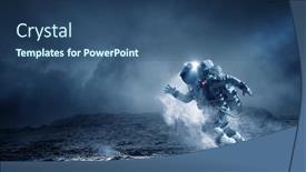  Presentation with spaceman - Colorful PPT theme enhanced with spaceman-running-fast-mixed-media backdrop and a ocean colored foreground