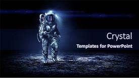  Presentation with spaceman - Amazing PPT layouts having spaceman-running-fast-mixed-media backdrop and a navy blue colored foreground