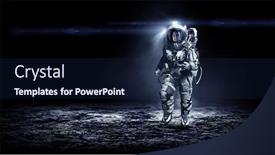  Presentation with spaceman - Theme with spaceman-running-fast-mixed-media background and a navy blue colored foreground