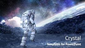  Presentation with spaceman - Slide deck featuring spaceman-running-fast-mixed-media background and a ocean colored foreground