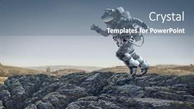  Presentation with spaceman - Slides having spaceman-running-fast-mixed-media background and a ocean colored foreground