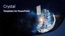  Presentation with spaceman - Slides with missile aerospace - spaceman with banner mixed media background and a wine colored foreground