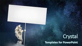  Presentation with spaceman - Slide deck enhanced with spaceman with banner mixed media background and a ocean colored foreground