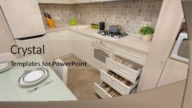  Presentation with colored - PPT layouts consisting of spacioius beige colored kitchen silverware background and a coral colored foreground