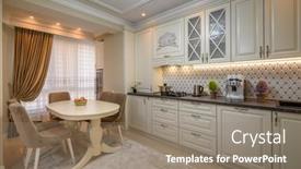  Presentation with dining table - PPT layouts having spacious-and-inviting-beige-kitchen background and a  colored foreground
