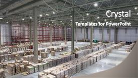  Presentation with warehouse - Presentation featuring spacious and large modern warehouse background and a dark gray colored foreground
