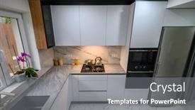  Presentation with organization - Presentation theme enhanced with spacious-and-updated-kitchen background and a gray colored foreground