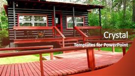  Presentation with house forest - Amazing slides having spacious log cottage in pine backdrop and a tawny brown colored foreground