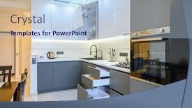  Presentation with kitchen furniture - Presentation theme with spacious-luxury-white-and-dark background and a light blue colored foreground