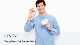  Presentation with spades - Slide set having spades hearts clubs and diamond background and a light blue colored foreground