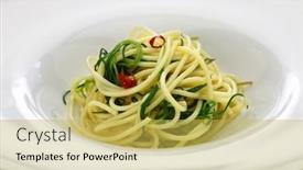  Presentation with italian food - Colorful PPT theme enhanced with spagetti with agretti italian food backdrop and a yellow colored foreground
