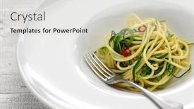  Presentation with italian food - PPT layouts having spagetti with agretti italian food background and a light gray colored foreground