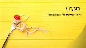  Presentation with spaghetti - Colorful slides enhanced with spaghetti - fork with pasta and tomato backdrop and a white colored foreground