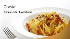  Presentation with spaghetti - Colorful theme enhanced with spaghetti alla carbonara backdrop and a white colored foreground