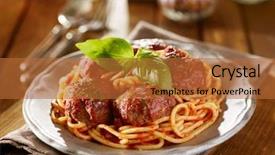  Presentation with spaghetti - Cool new slides with spaghetti and meatballs dinner backdrop and a red colored foreground