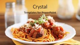  Presentation with spaghetti - Cool new presentation design with spaghetti and meatballs on rustic backdrop and a yellow colored foreground