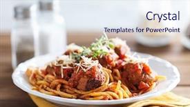  Presentation with oregano - Presentation theme having spaghetti and meatballs with oregano background and a sky blue colored foreground
