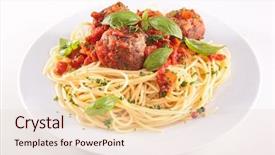  Presentation with spaghetti - Beautiful slide set featuring spaghetti and meatballs backdrop and a lemonade colored foreground