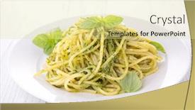  Presentation with spaghetti - Colorful PPT theme enhanced with spaghetti and pesto sauce backdrop and a blonde colored foreground